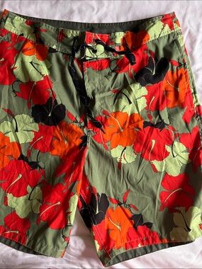 GAP Red & Olive Tropical Floral Shorts